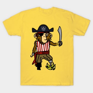 Pirate Chimpanzee Standing on some Bananas T-Shirt